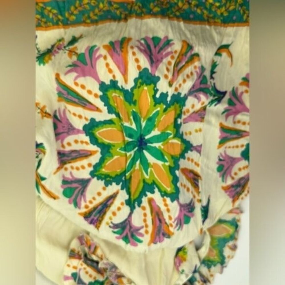 ECI NY Floral Mini Dress Ruffled Neckline Silk Blend Sleeveless Colorful Size 2 - Picture 7 of 11